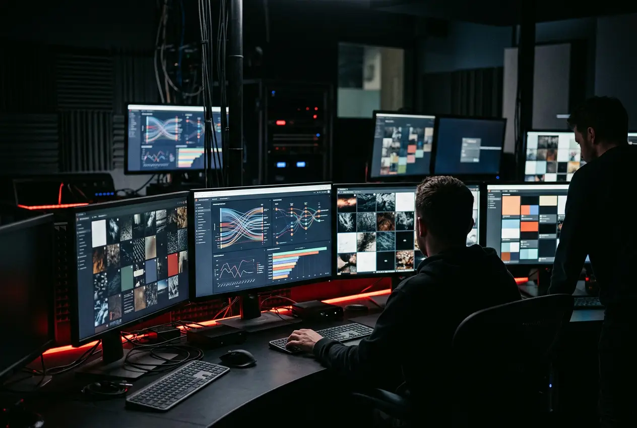 Marketing campaign dashboards across several screens