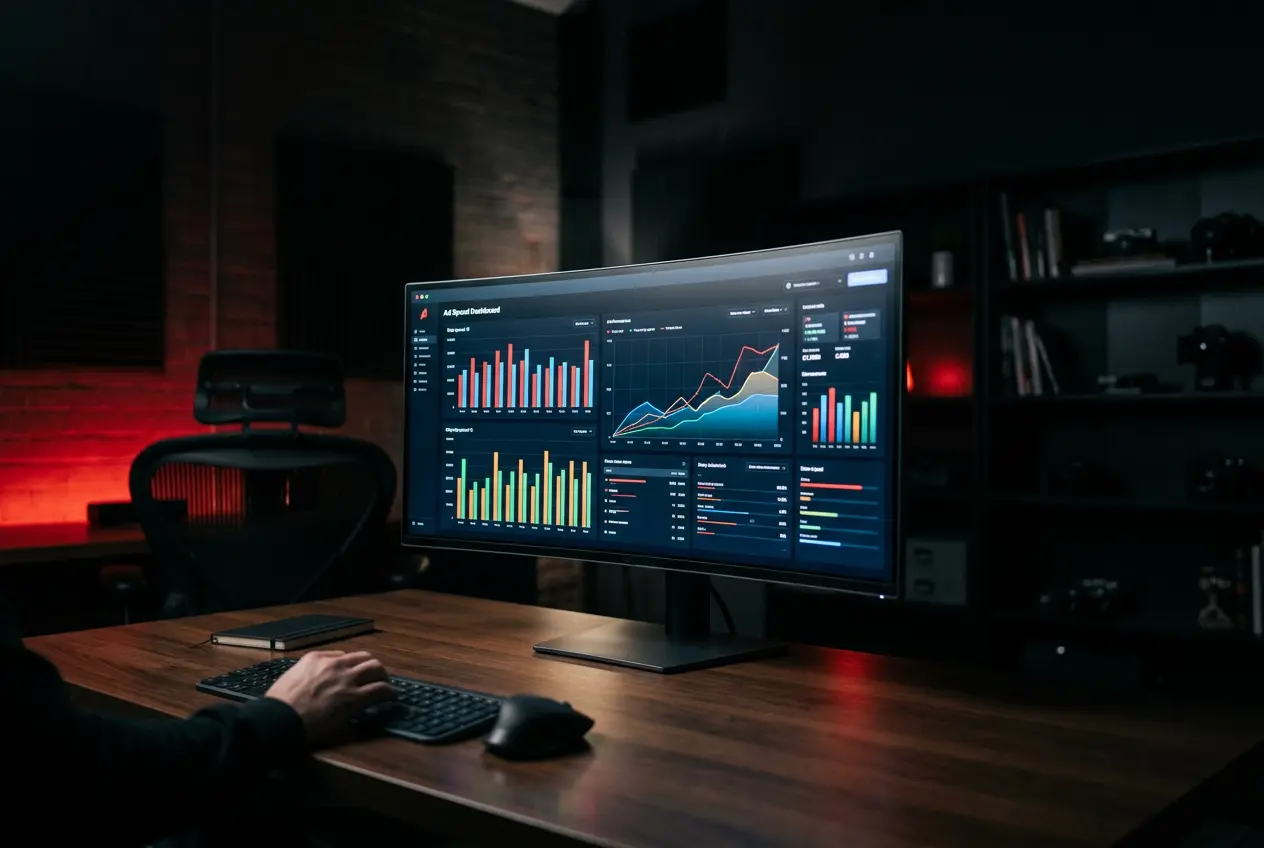 Ad budget dashboard on a monitor