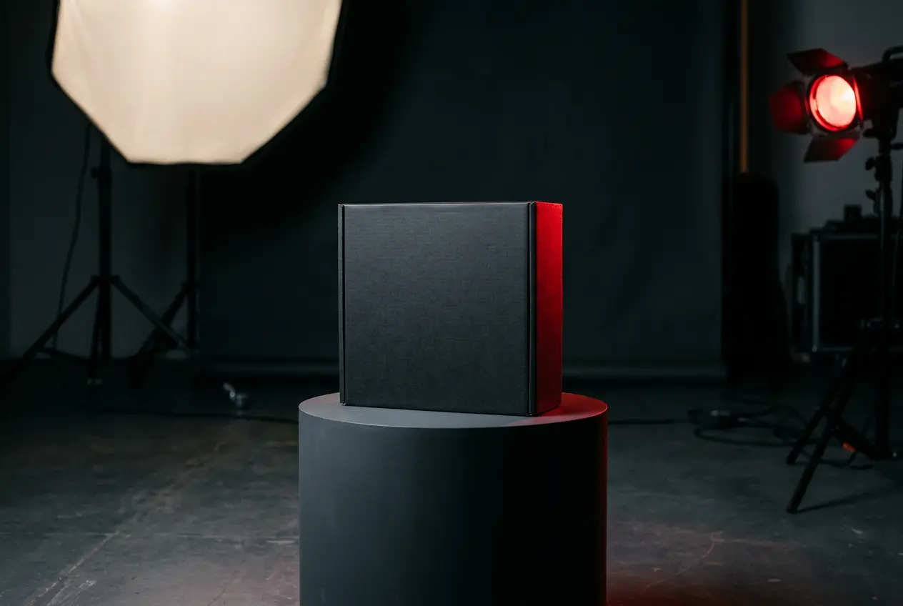Product packshot set-up with softbox light