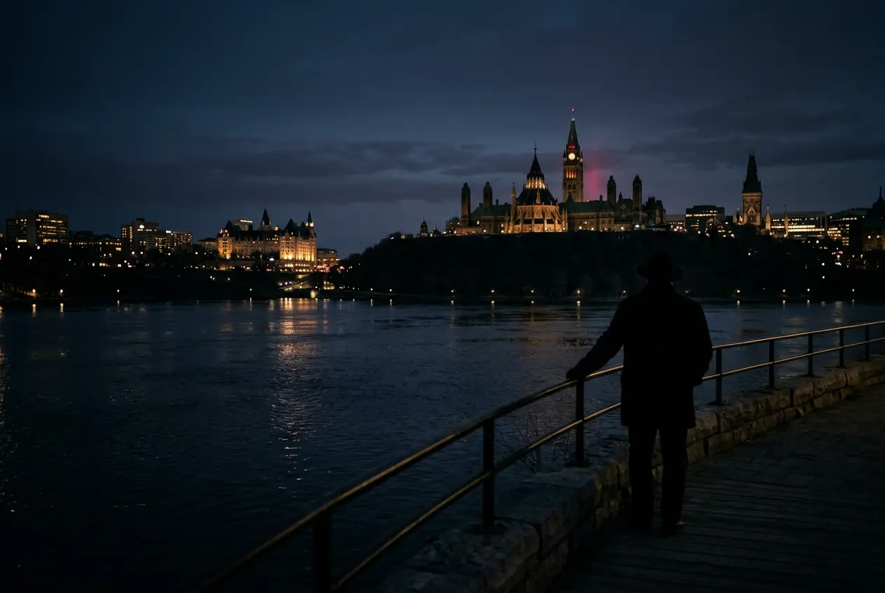 Ottawa River at dusk seen from Gatineau