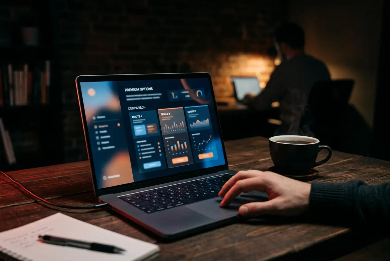 Laptop showing a quote comparison form