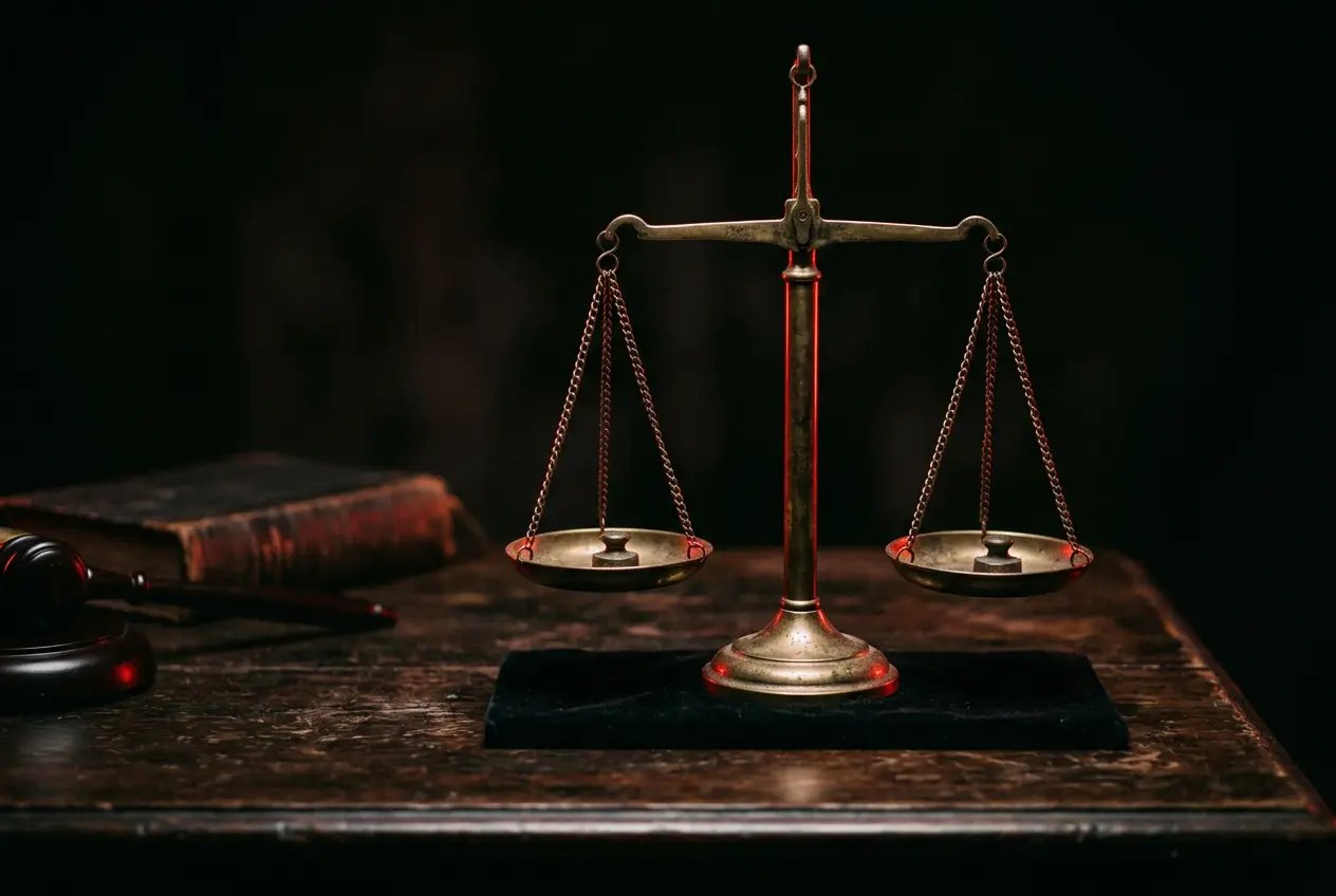 Scales of justice in low light