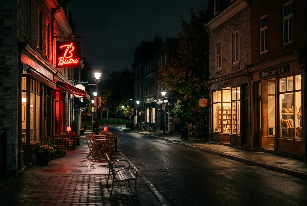 Commercial street on the South Shore at night