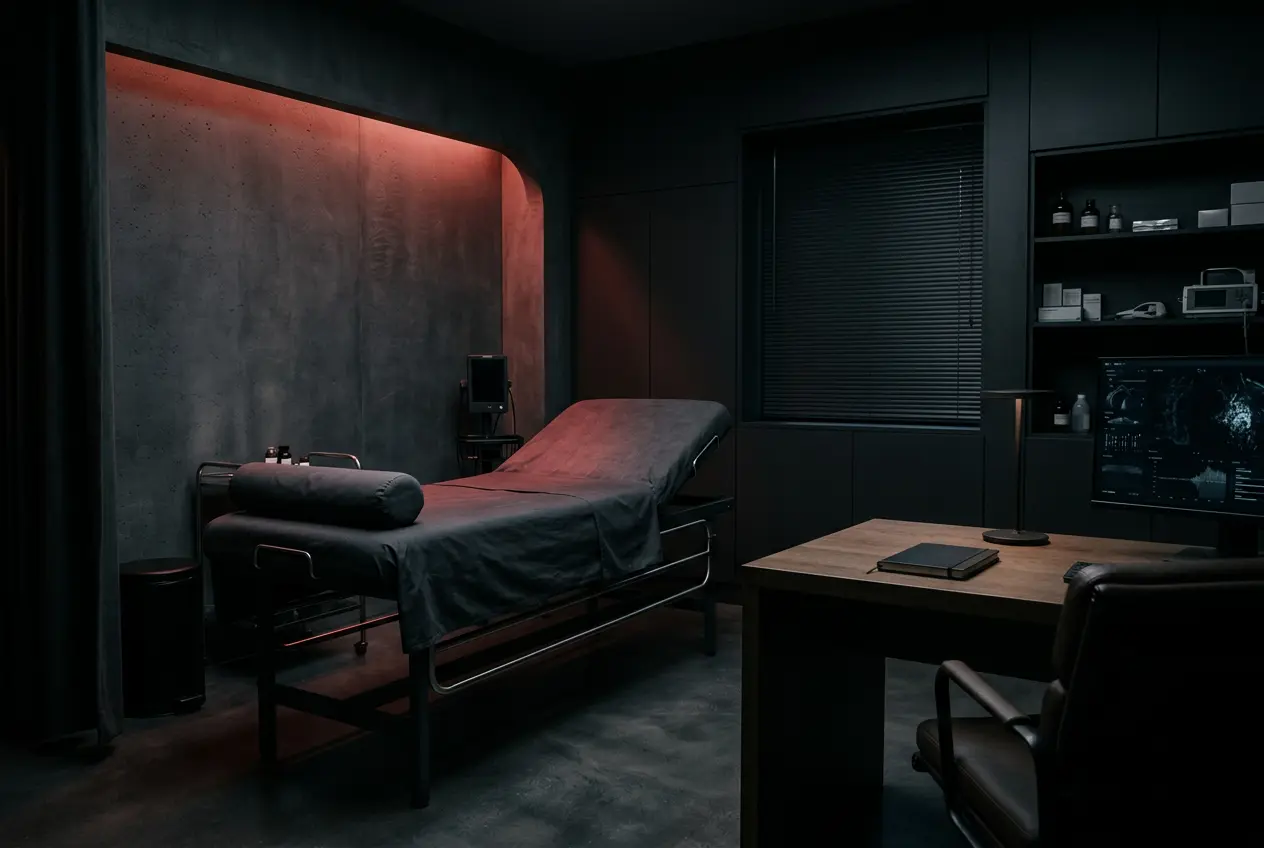 Empty medical consultation room in soft light