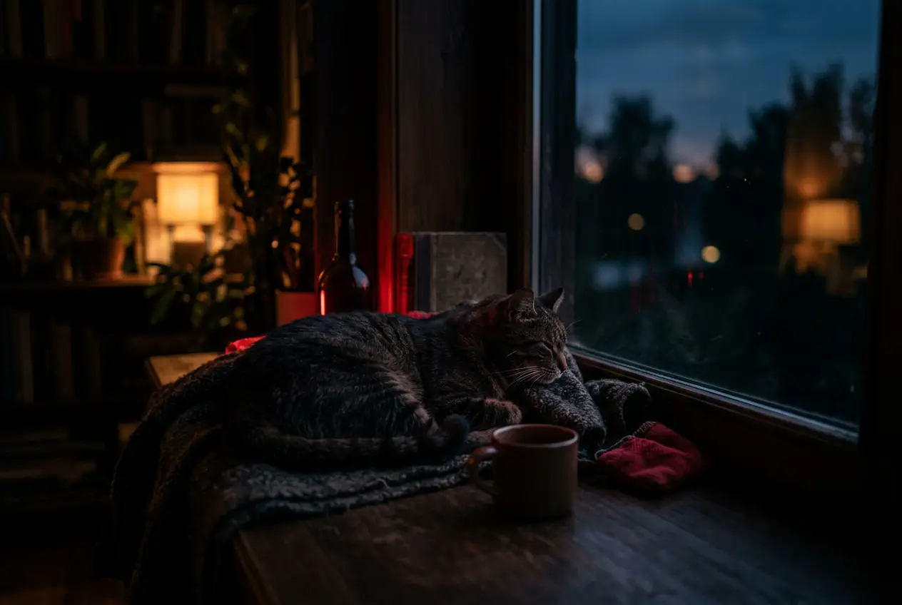 Cat on a windowsill at home