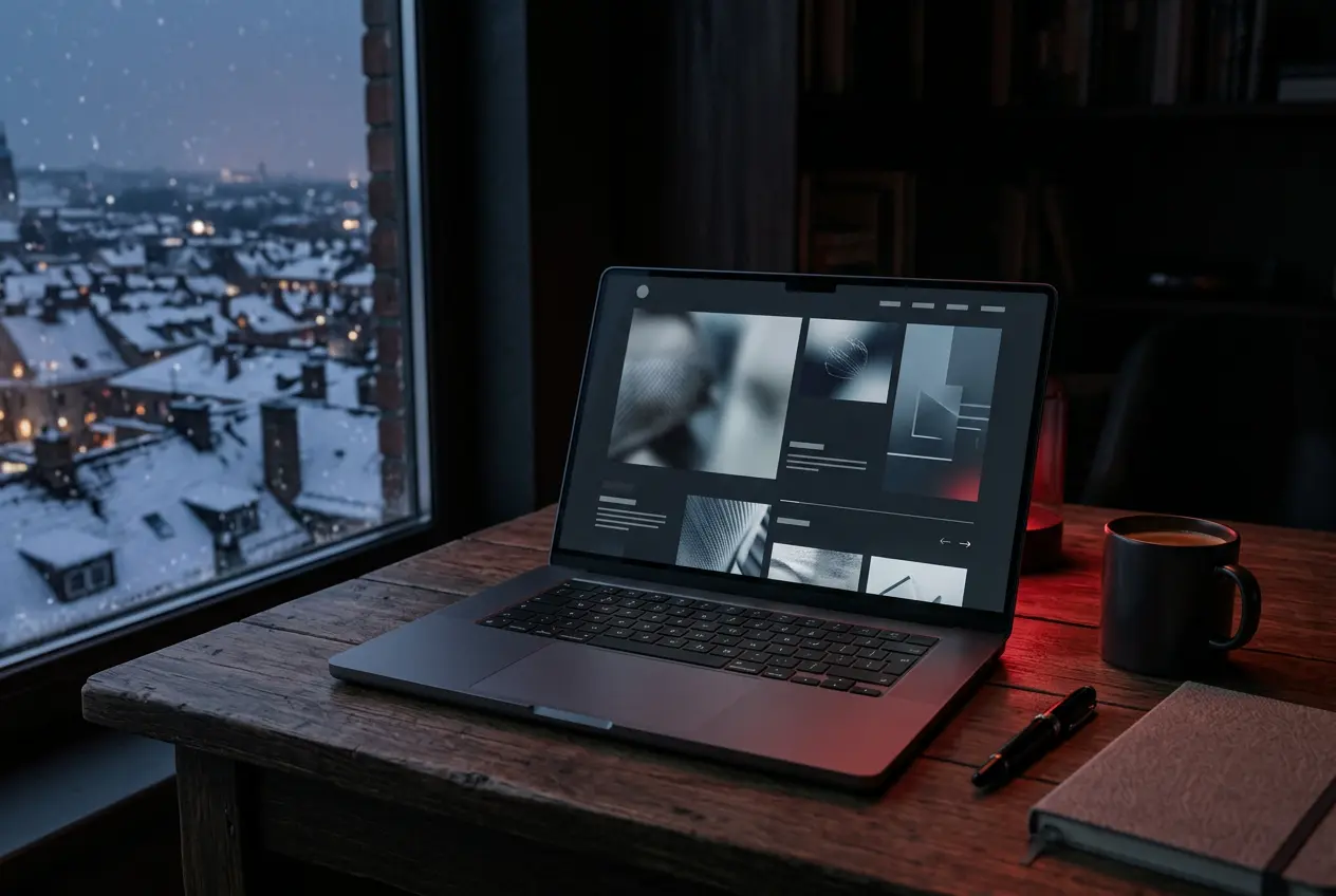 Laptop showing a French-language website mock-up