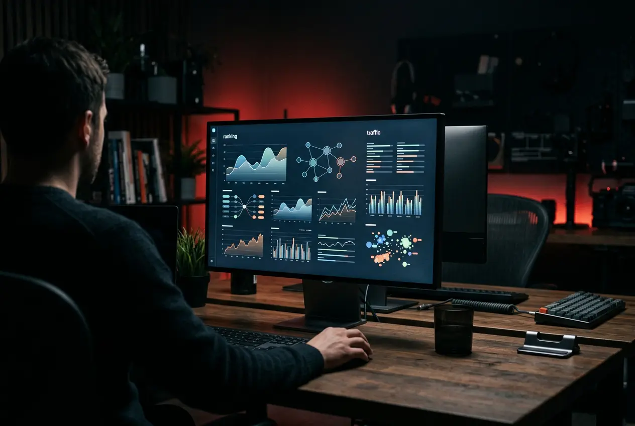 Monitor with abstract ranking charts