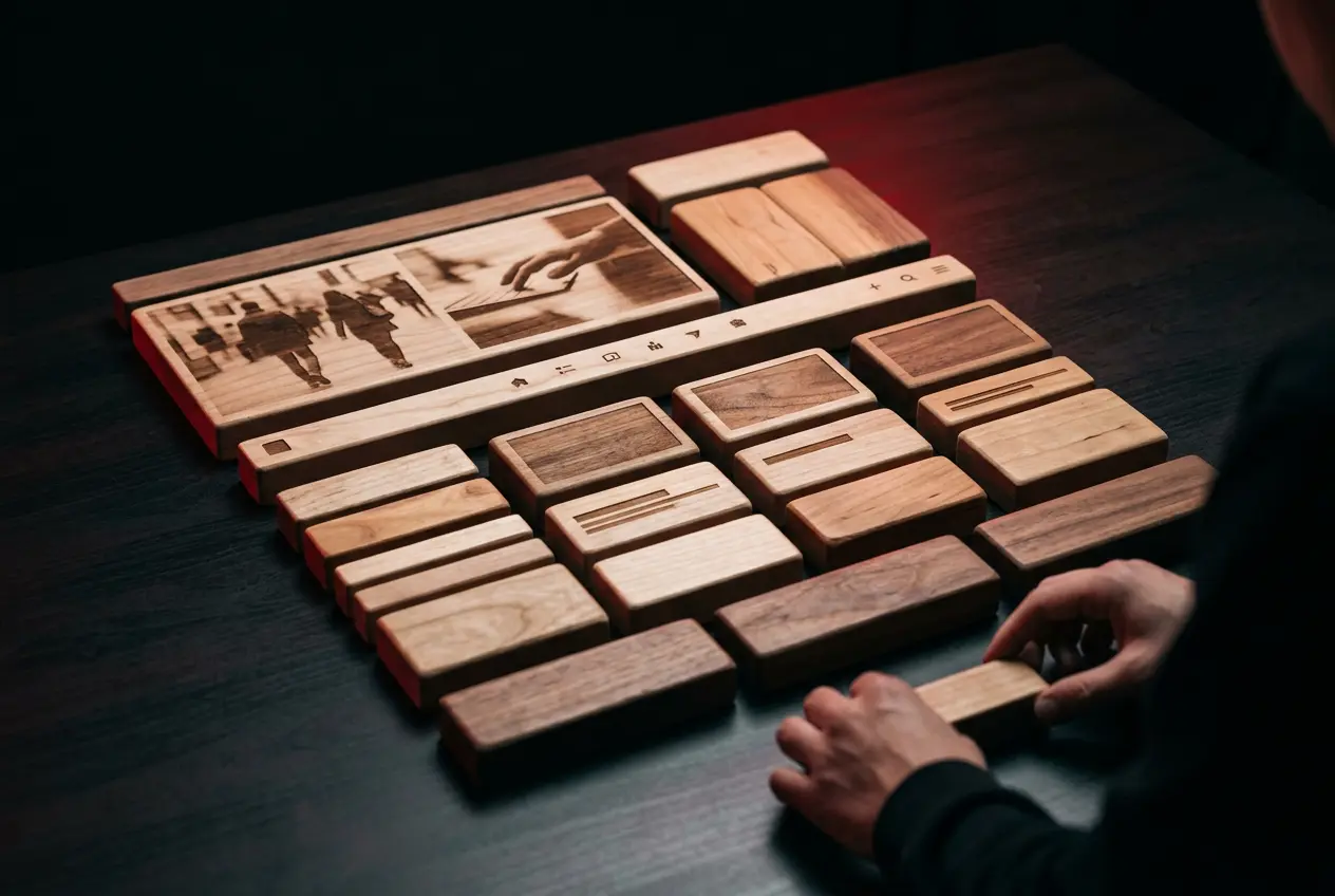 Building blocks arranged like a website layout